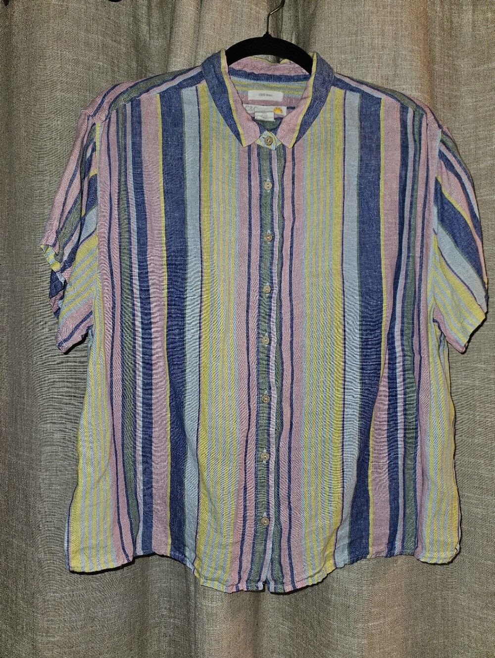 C&C California Linen Striped Blouse Large